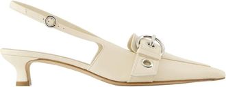 Aeyde Beige Leren Puntige Neus Sandalen - Dames - Pumps - Beige - 37 EU - Leer - Schoenen