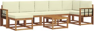 vidaXL Conjunto De Sof&aacute;s De Exterior 8 Uds. Natural Y Crema Vidaxl
