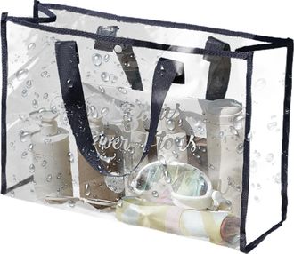 Generic Clear Duffle Large - 60 Cm Pvc Tote, Suitcase, Zipper Storage Carrier, Waterproof Longtail Organizer | Fabric Trimmed Clear Shoulder Bag For Stadium S