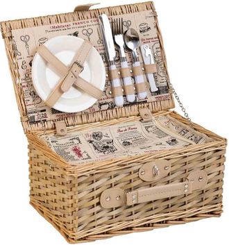 Wanderlust Deco Cesta de picnic marr&oacute;n 38x26x19