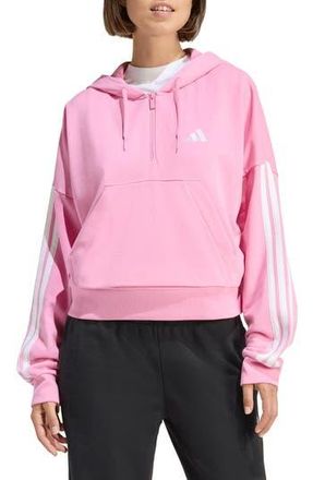 adidas Essentials 3-Stripe Quarter Zip Sweatshirt in St Tropic Bloom/White at Nordstrom Rack, Size X-Small