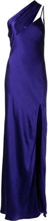 Michelle Mason side-slit one-shoulder gown - women - Silk - 8 - Blue