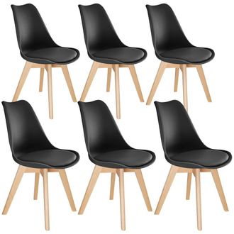 TecTake Dining Chair Set Frederikke Set Of 6 - Black | Size: 6 Pack