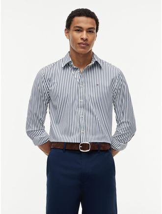 Tommy Hilfiger Mens Regular Fit Striped TH Performance Shirt - Navy - XXXL