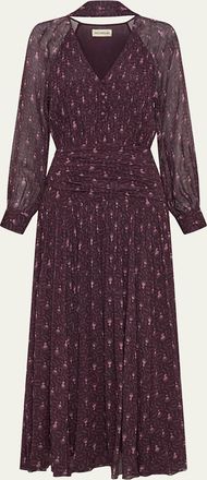 Nicholas Draya Ruched Tie-Neck Viscose Maxi Dress