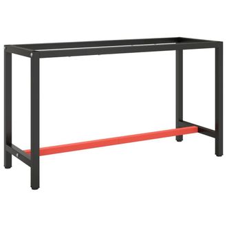 Berkfield Home Work Bench Frame Matte Black & Matte Red 140x50x79 cm Metal | Size: 140 x 50 x 79 cm