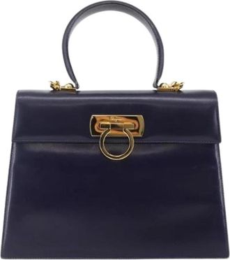 Ferragamo Pre-owned Handbags, female, Purple, Size: ONE SIZE Pre-owned Leather Handbag