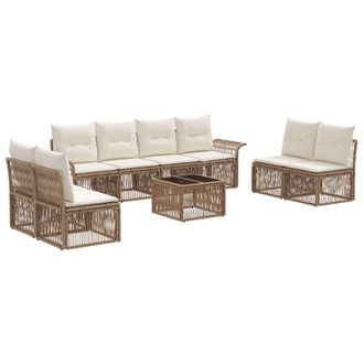 vidaXL Conjunto De Sof&aacute;s De Jard&iacute;n 9 Pcs Beige Rat&aacute;n Sint&eacute;tico Vidaxl