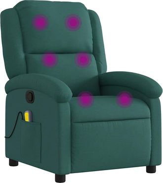 vidaXL Sill&oacute;n De Masaje Reclinable De Tela Verde Oscuro Vidaxl