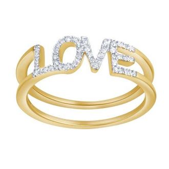LuvMyJewelry Amorra 0.15 Cts Natural Diamond LOVE 14K Gold Ring in 14K Yellow Gold at Nordstrom, Size 7