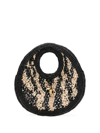 Jacquemus raffia circle-handle tote bag - Black