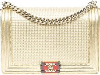 Chanel Pre-owned Womens Medium Boy Cube Flap Shoulder Bag - Gold - One Size