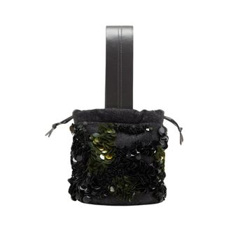 Plan C Plan C - Sequin Geborduurde Bucket Bag - Dames - Tassen - Zwart - Maat: ONE Size