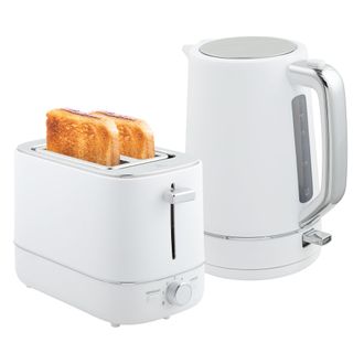 HOMCOM 1.7L 3000W Fast Boil Electric Kettle And 2 Slice Toaster Set - White | TJ Hughes