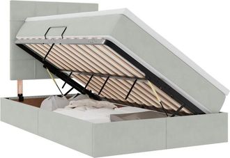 vidaXL Storage Bed with Mattress Light Grey 120 x 190 cm Velvet vidaXL