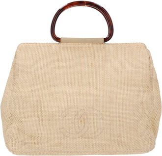 Chanel Raffia CC Top Handle Bag