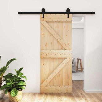 vidaXL Vidaxl - Puerta Corredera Con Herrajes Madera Maciza De Pino 85x210 Cm