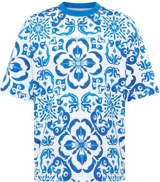 Carlo Colucci Oversize T-Shirt - Mosaic Legacy - Heren - T-shirts - Blauw - M - Leer - Tops