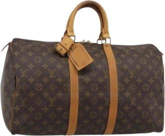 Louis Vuitton Pre-owned Boston Bag - Dames - Vintage Weekendtas - Bruin - ONE Size - Leer - Vintage