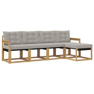 vidaXL Conjunto De Sof&aacute;s De Exterior 5 Pcs Blanco Y Gris Claro Vidaxl