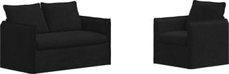 vidaXL Juego De Sof&aacute; 2 Uds. Negro Tela Vidaxl