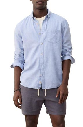 Marine Layer Better-than-Linen Hemp Blend Button-Down Shirt in Chambray at Nordstrom, Size Xx-Large
