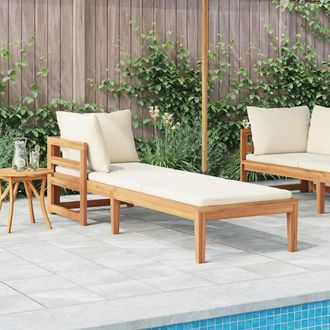 vidaXL Tumbona 1 Reposabrazos Con Cojines Crema Madera Maciza Acacia Vidaxl