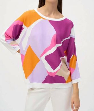 Joseph Ribkoff Color-Blocked Relaxed Pullover In Multicolor
