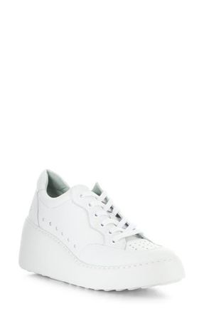 FLY London Derk Platform Wedge Sneaker in 000 White at Nordstrom, Size 10-10.5Us