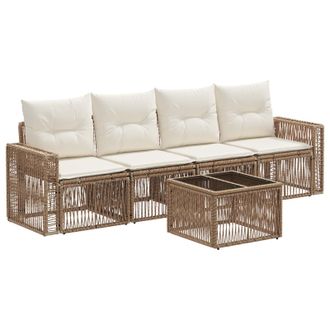 vidaXL Conjunto De Sof&aacute;s De Jard&iacute;n 5 Pcs Beige Y Blanco Crema Vidaxl