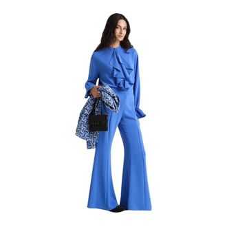 Maliparmi Wide Trousers, female, Blue, Size: 2XL Sabl&egrave; Crepe Trousers