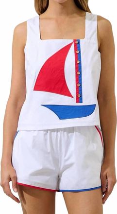 Sugarlips Sallie Sleeveless Top In White-Multi