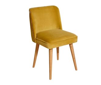 Robin des Bois Juego de 2 sillas de madera certificada fsc@ y terciopelo. Amarillo