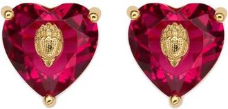 Kurt Geiger Crystal Heart Stud Earrings in Gold/Pink at Nordstrom