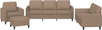 vidaXL Juego de sofás con cojines 4 piezas cuero sintético capuchino Vidaxl