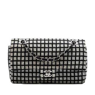 Chanel Pre-owned Vintage Tweed Double Flap Shoulder Bag - Dames - Pre-owned - Zwart - Maat: ONE Size Tweed
