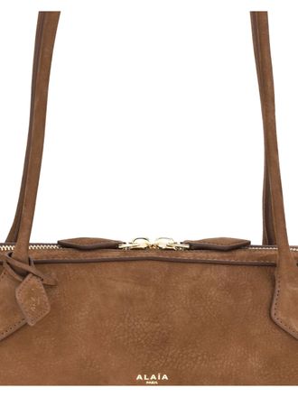 Alaia Womens Shoulder Bag Le Teckel Raw Umber Suede 2 Calf Leather