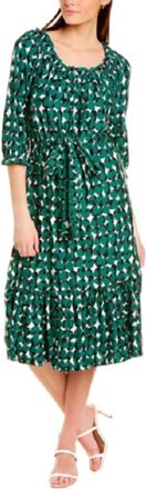 Melissa Masse Ruffled Seeds Printed Dress In Green And Black
