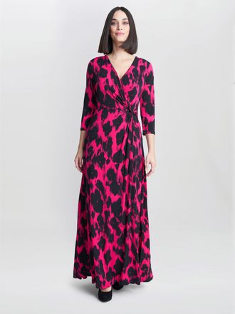 Gina Bacconi Womens Debra Jersey Wrap Maxi Dress - Black - Size 22 UK