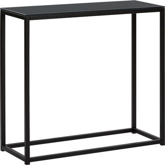 Beliani Beliani - Consola De Vidrio Templado Negro 80 X 30 Cm Efecto Cemento Base De Metal Dorris