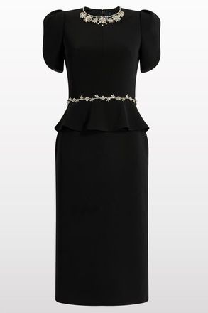 Jenny Packham Jules Floral-Embellished Midi Dress in Liquorice at Nordstrom, Size 14 Uk