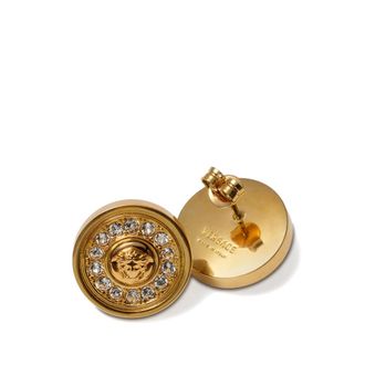 Versace Medusa Gold Crystal Stud Earrings - Gold
