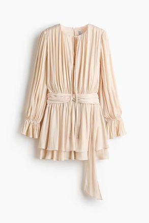 H&M Knot-detail Draped Dress in Light Beige at Nordstrom, Size Xx-Small