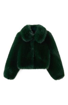 Mango Bola Faux Fur Jacket in Green at Nordstrom Rack, Size Small