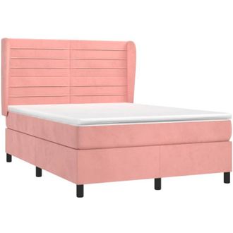 vidaXL Cama Box Spring Con Colch&oacute;n Terciopelo Rosa 140x200 Cm Vidaxl