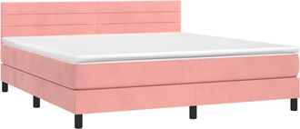 vidaXL Vidaxl - Cama Box Spring Con Colch&oacute;n Terciopelo Rosa 180x200 Cm