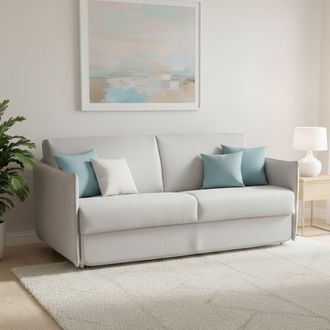 Dmora Sof&aacute; Cama 3 Plazas Petronilla, Sof&aacute; Convertible Para Sal&oacute;n, Acolchado, Desenfundable, Calidad 100% Made In Italy, 200x95 H90 Cm, Gris Claro - Dmora