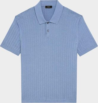 Theory Mens Cable-Knit Polo Sweater