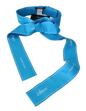 Dolce & Gabbana Blue Waist Ribbon Wide Bow Womens Belt