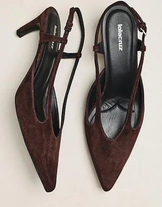 Lola Cruz Cutout Slingback Kitten Heels